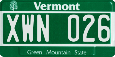 VT license plate XWN026