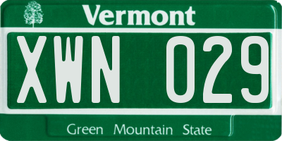 VT license plate XWN029