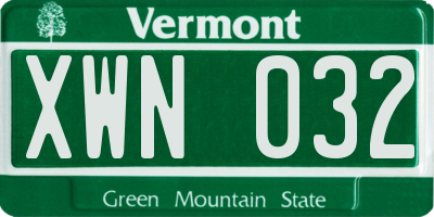 VT license plate XWN032