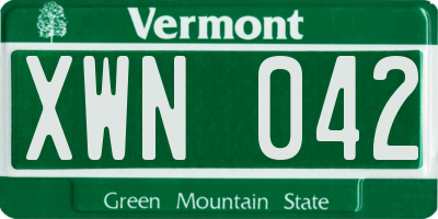 VT license plate XWN042