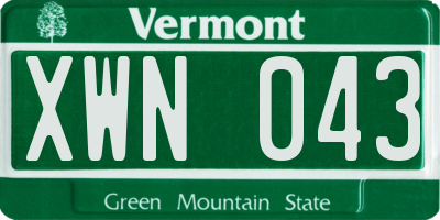 VT license plate XWN043