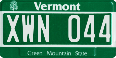 VT license plate XWN044