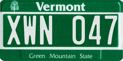 VT license plate XWN047