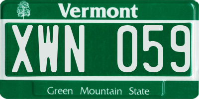 VT license plate XWN059