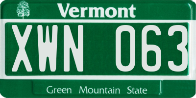 VT license plate XWN063