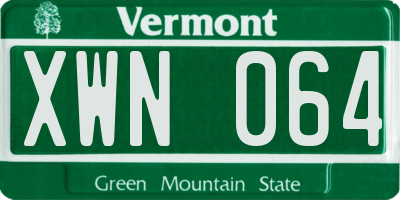 VT license plate XWN064