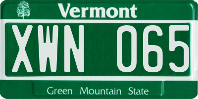 VT license plate XWN065