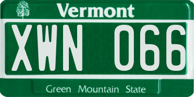 VT license plate XWN066