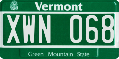 VT license plate XWN068
