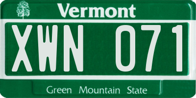 VT license plate XWN071