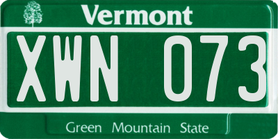 VT license plate XWN073
