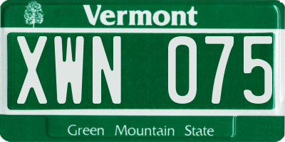 VT license plate XWN075