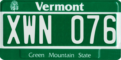 VT license plate XWN076