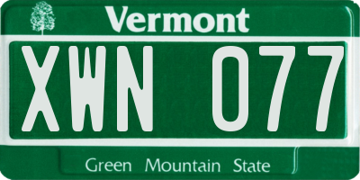 VT license plate XWN077