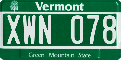 VT license plate XWN078