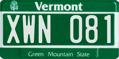 VT license plate XWN081