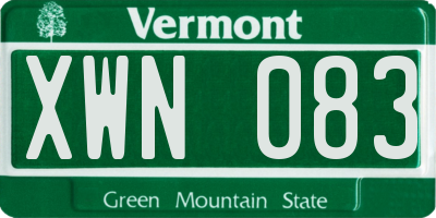 VT license plate XWN083