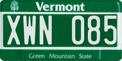 VT license plate XWN085