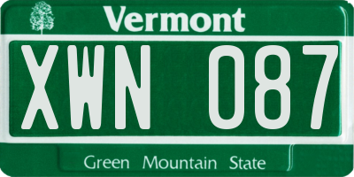 VT license plate XWN087