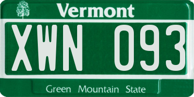 VT license plate XWN093