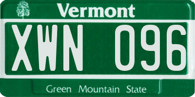 VT license plate XWN096
