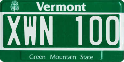 VT license plate XWN100
