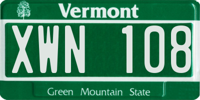 VT license plate XWN108