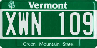 VT license plate XWN109