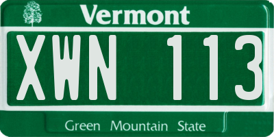 VT license plate XWN113