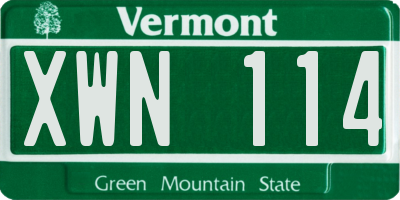 VT license plate XWN114