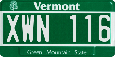 VT license plate XWN116