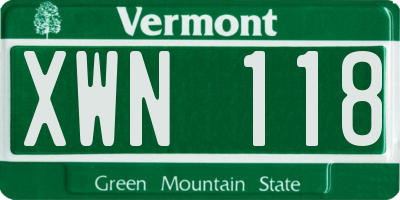 VT license plate XWN118