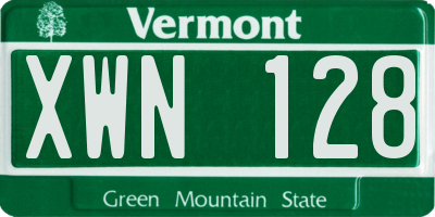 VT license plate XWN128