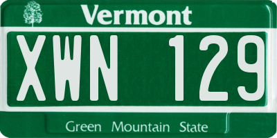 VT license plate XWN129