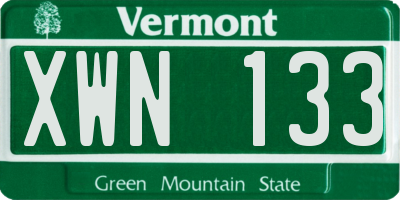 VT license plate XWN133