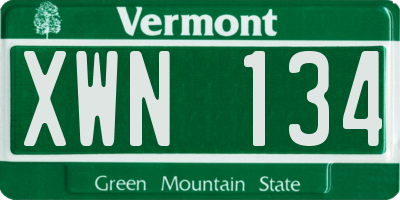 VT license plate XWN134