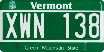 VT license plate XWN138