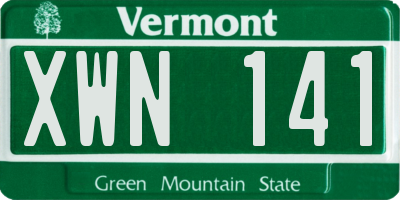 VT license plate XWN141