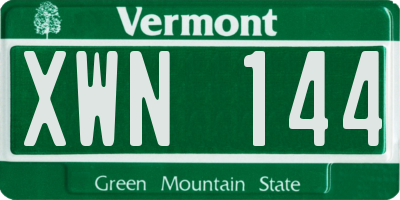 VT license plate XWN144