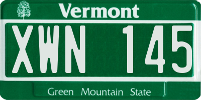 VT license plate XWN145