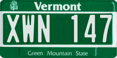 VT license plate XWN147