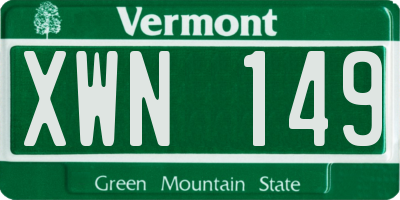 VT license plate XWN149