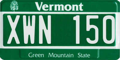 VT license plate XWN150