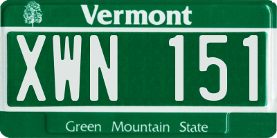 VT license plate XWN151