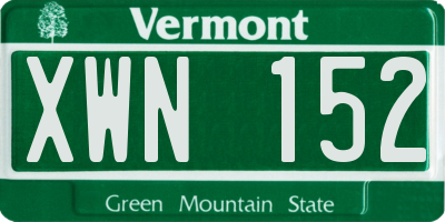 VT license plate XWN152