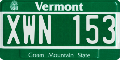VT license plate XWN153