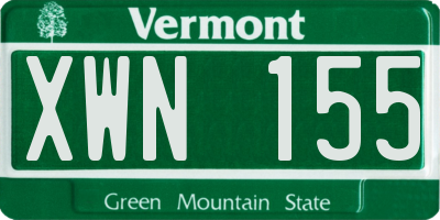 VT license plate XWN155