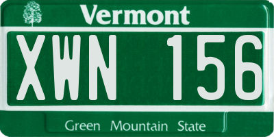 VT license plate XWN156