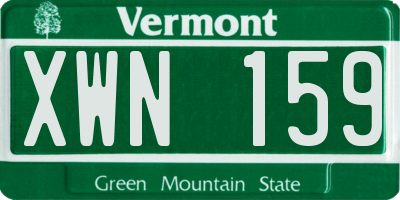 VT license plate XWN159
