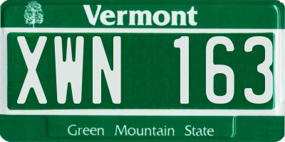 VT license plate XWN163